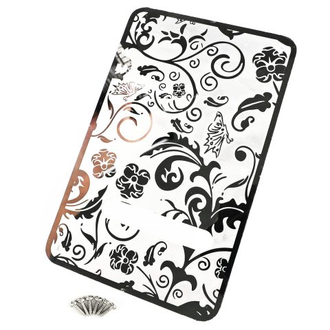 OVSAL Stainless Steel Guitar Back Plate 6 holes Engraved Metal Trem Tremolo Cover Electric Guitar Back Cover Plate Compatible with USA/Mexican Standard FD Strat ST Replacement Parts (Chrome)