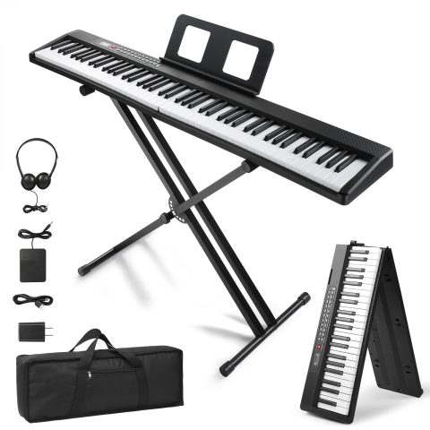 Ktaxon 88 Key Foldable Electronic Keyboard Piano, Electric Piano with Stand