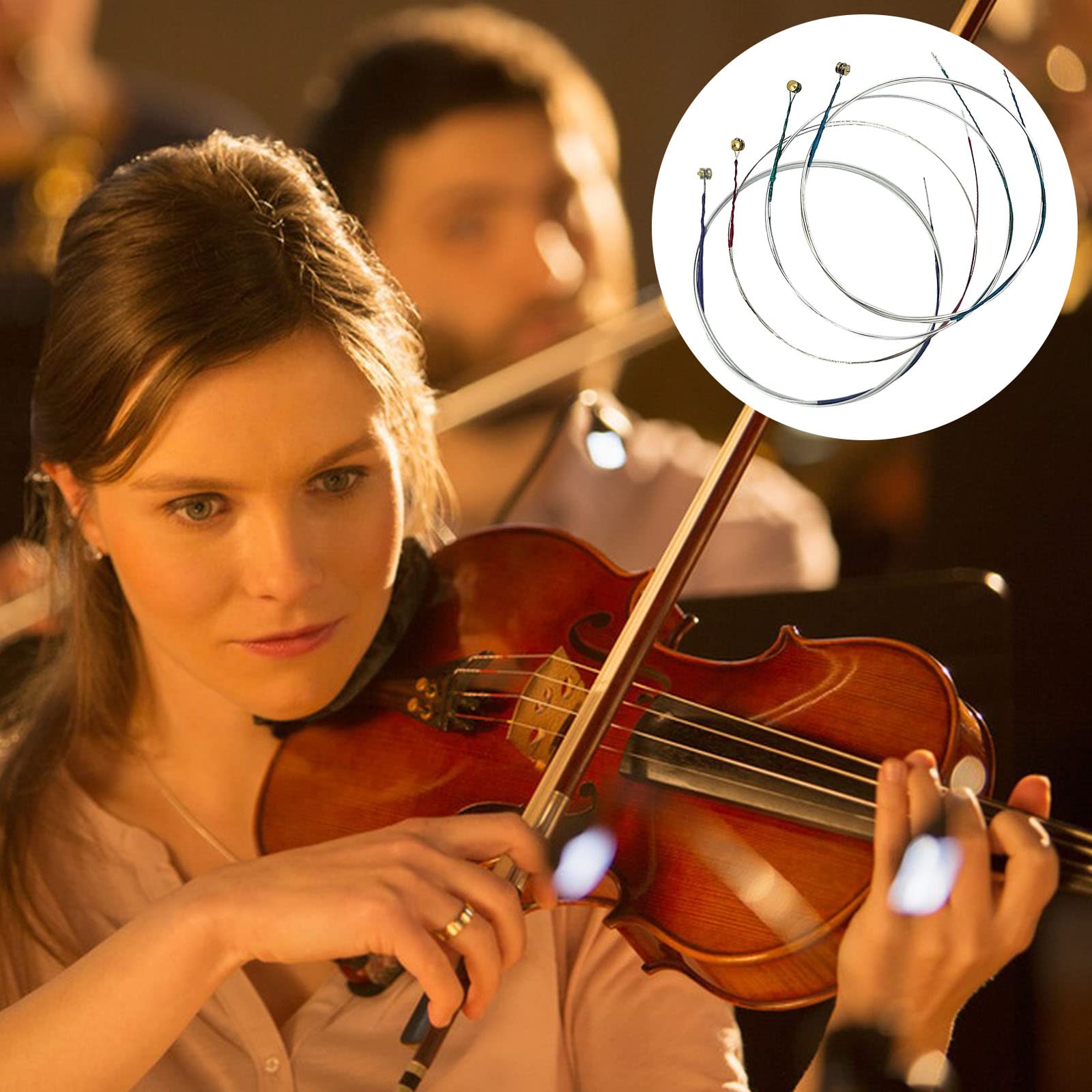 DaKuan 4/4 Full Set Violin Strings + 2 Bow Hair Sets | Nickel Ball End | Professional Quality for All Violin Sizes (1/2, 1/4, 3/4, 4/4)