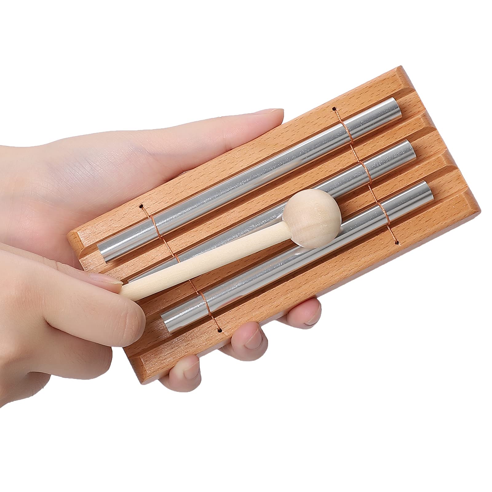 Energy Chimes Hand Bells Instrument: 3 Tone Wooden Chime Hand Percussion