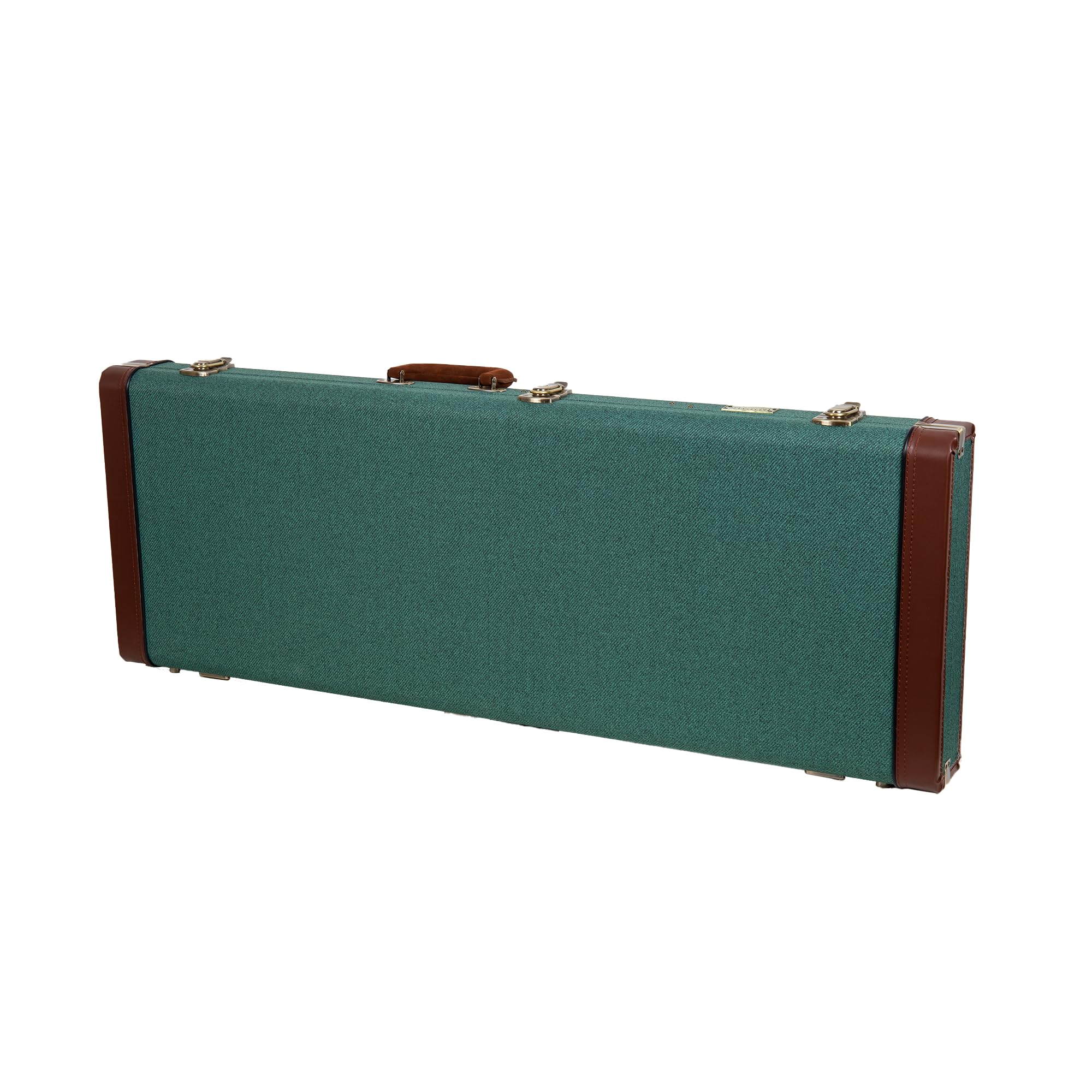 Crossrock Master Series Electric Guitar Case for Fender Stratocaster & Telecaster | Malachite Blue Tweed Exterior, Re-Engineered Wooden Shell, Leather Handle(CRW720EMB)