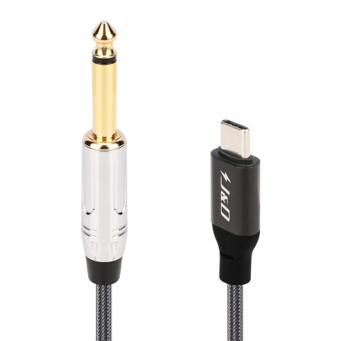 J&D USB Type C to 6.35mm 1/4 inch TS Guitar Audio Cable Microphone Cord for Audio Recording, Bass, Electronic Piano, Compatible with iPhone 16/17 Series, iPad, MacBook, 3.3 Feet