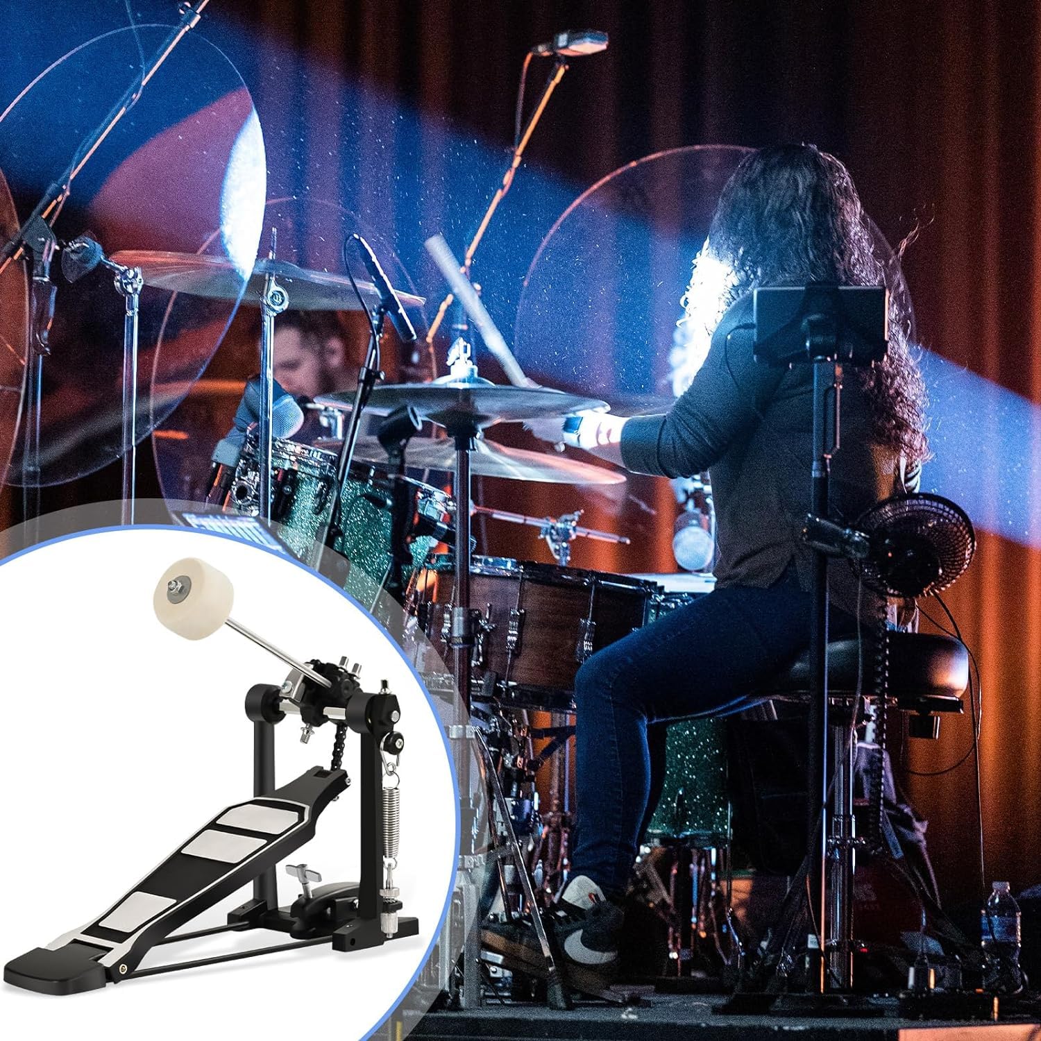 Tipatyard Single Bass Drum Pedal Single Pedal for Drum Set Kit and Electronic Drums | Single Chain