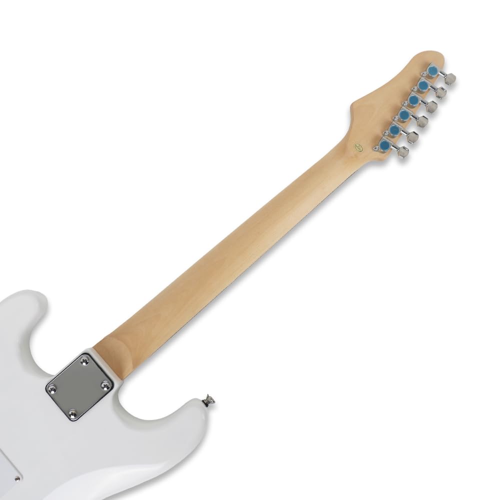 Demusea Pure White Electric Guitar Kit With 20W Amplifier SSS Pickup Single Tremolo Maple Neck Practice For Beginner (ST, White)