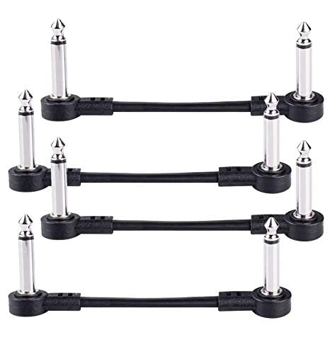 Freleaf Professional Flat Guitar Patch Cables, Noise Free, Save Space, 1/4″ TS Right Angle for Guitar Effect Pedals, Upgraded Full Metal Casing, 6IN 4 Pack