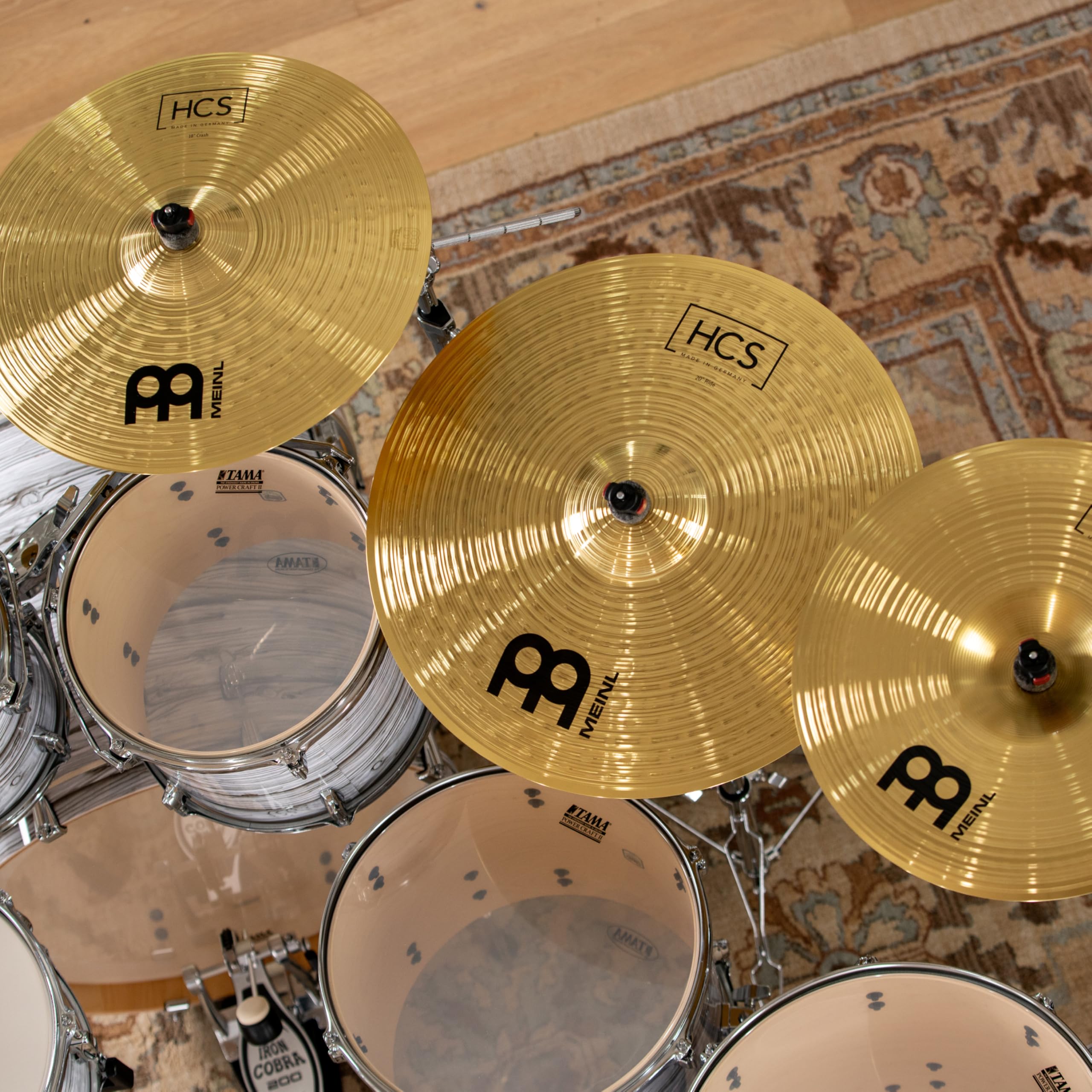 Meinl Cymbals Super Set Box Pack with 14” Hihats, 20” Ride, 16” Crash, 18” Crash, 16” China, and a 10” Splash – HCS Traditional Finish Brass – Made In Germany, 2-YEAR WARRANTY (HCS-SCS)