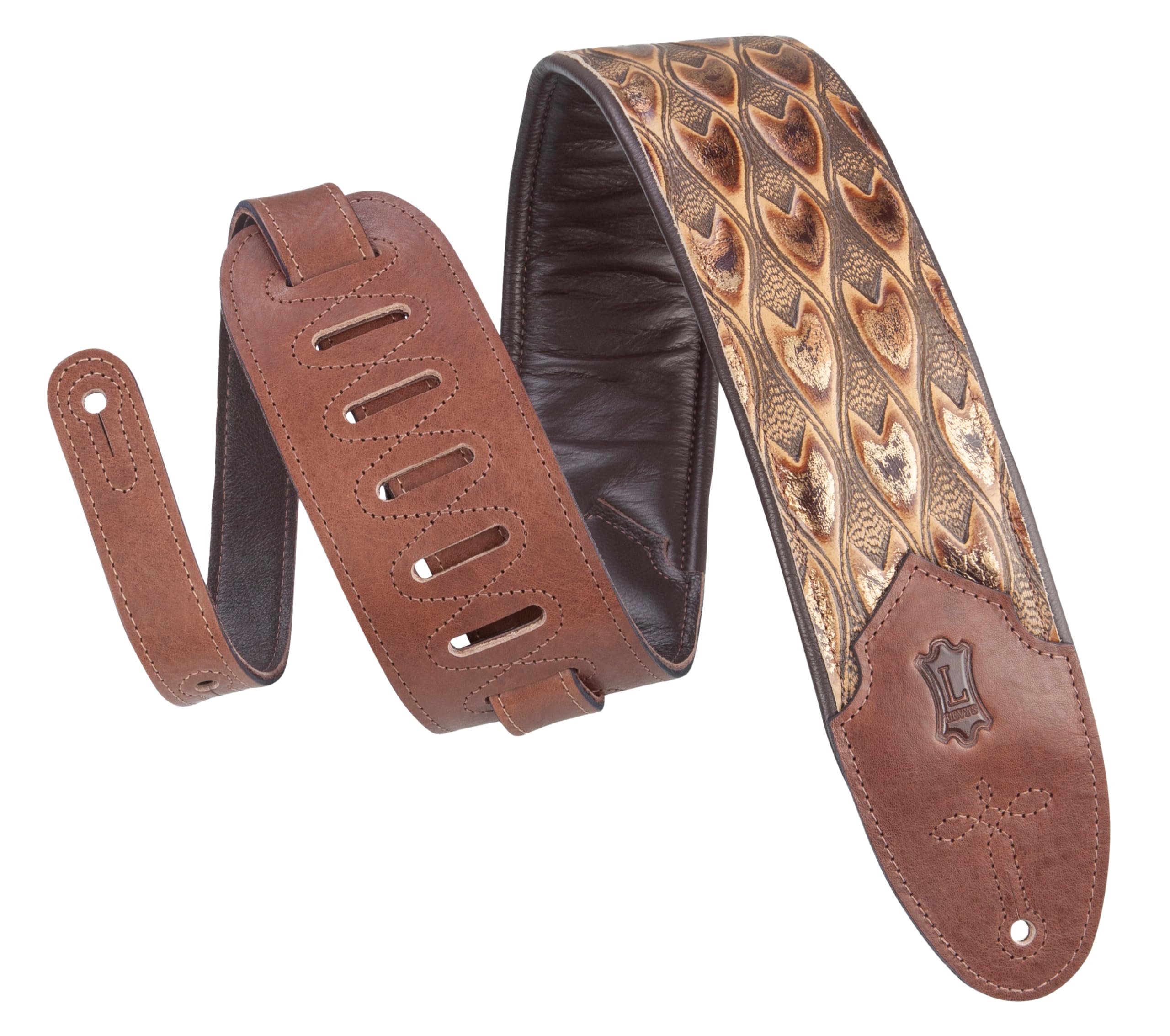Levy’s Leathers Sundance Series 3″ Width Embossed Leather Guitar Strap – Premium Brown Arrowhead Design, Wide & Comfortable Support (M4WP-005)