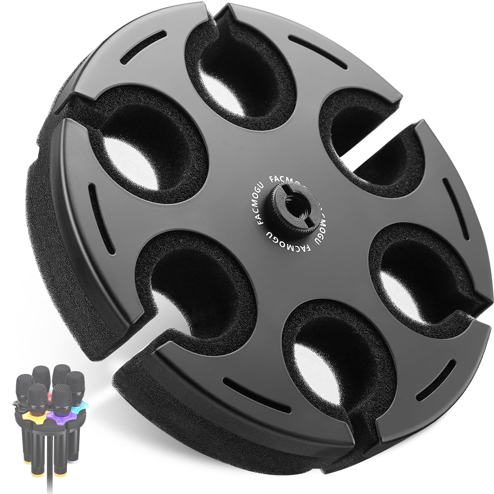 Facmogu Mic Holder for Stand, Mic Organizer Holds Up to 6 Handheld Mics