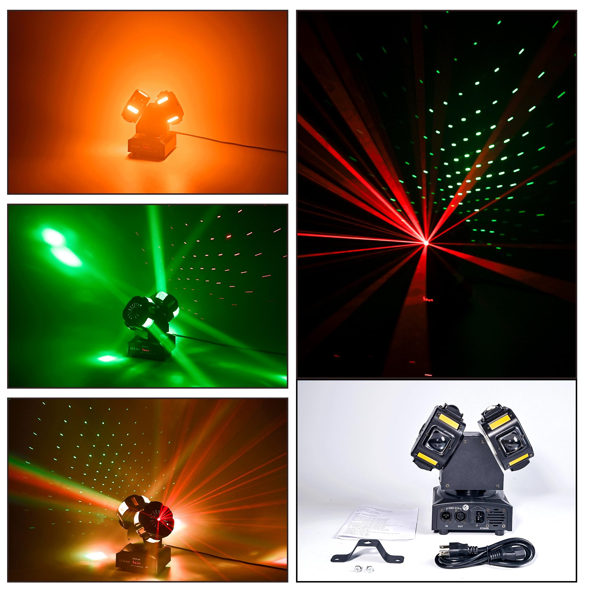 8LED Moving Head DJ Light Stage Led Lighting Pinspot Lights Uplighting Rotating Beam Lights for Events Sound Activated Light for DJ KTV Disco Party Wedding Concert Festival