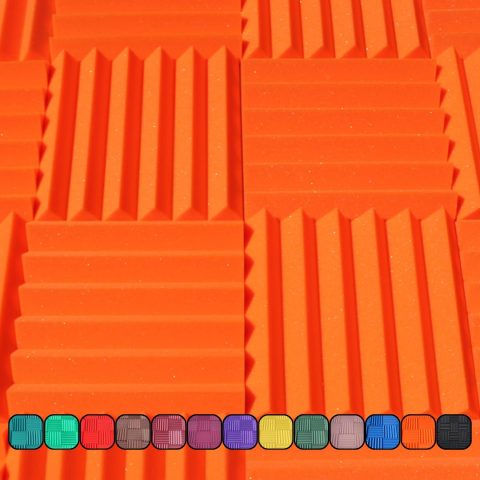 Soundproofing Acoustic Studio Foam – Orange Color – Wedge Style Panels 12”x12”x2” Tiles – 4 Pack