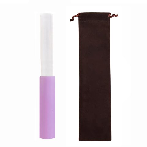 UPCEED Singing Bowl Mallet Clear Solid Acrylic Base Rubber Striker Mallet for Playing Quartz Crystal Singing Bowls with Bundle Pocket(Purple)