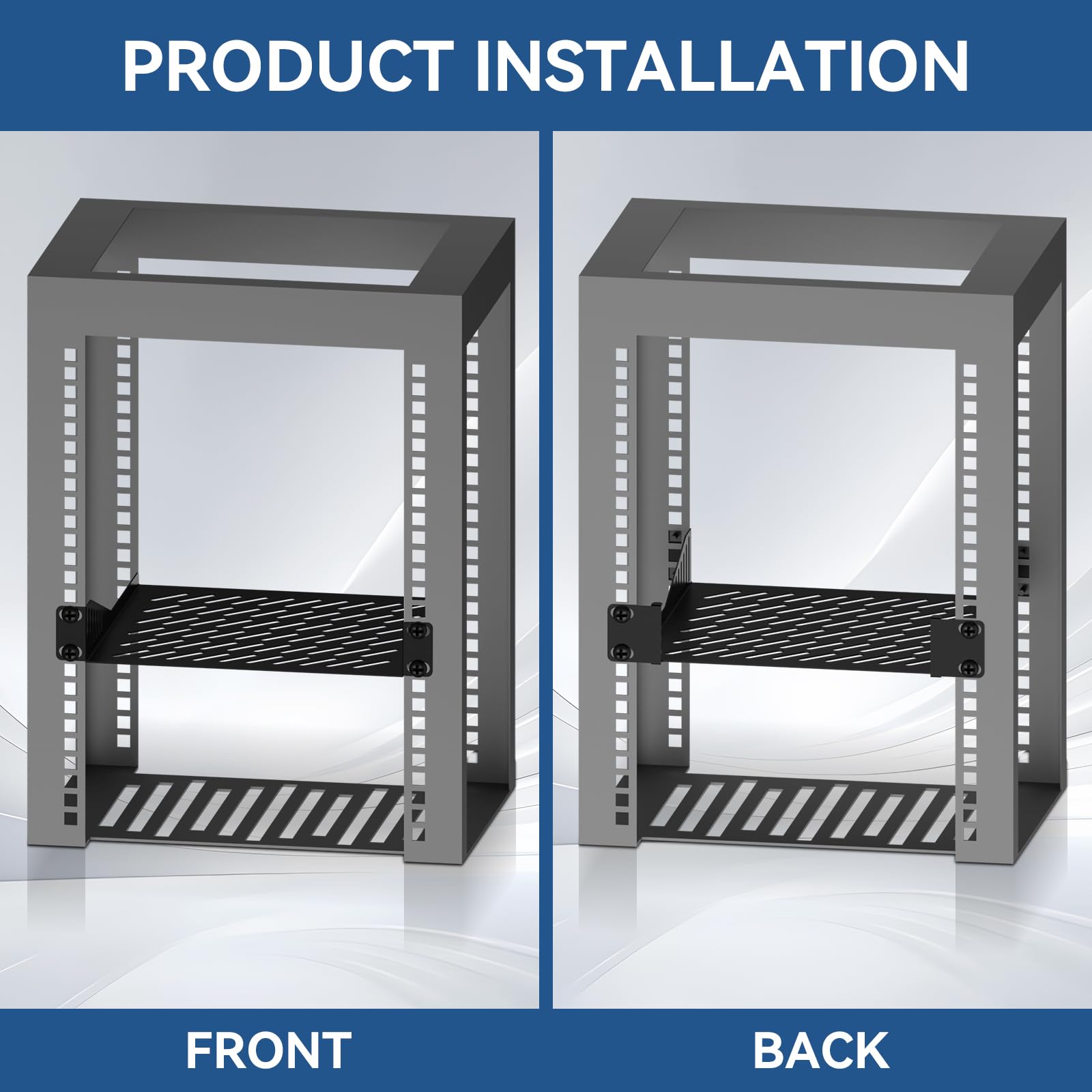 10 inch 1U Server Rack Shelf, Ventilated Rack-Mounted Cantilever Tray