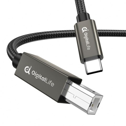 FlexMIDI Vortex USB C to USB B MIDI Cable 6.6ft with Metal Connector