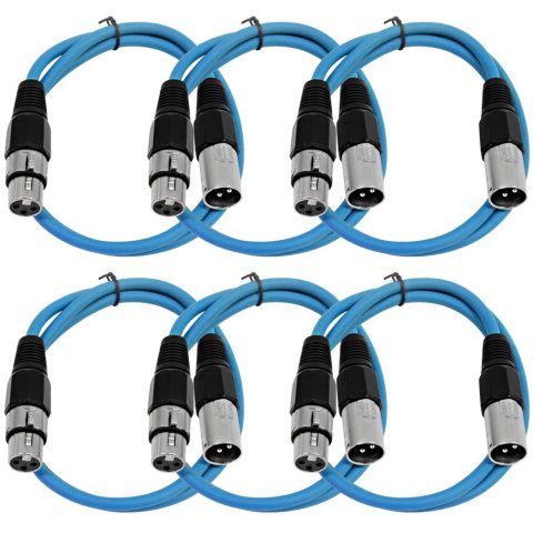 Seismic Audio – SAXLX-2-6 Pack of 2′ Blue XLR Male to XLR Female Patch Cables – Balanced – 2 Foot Patch Cords