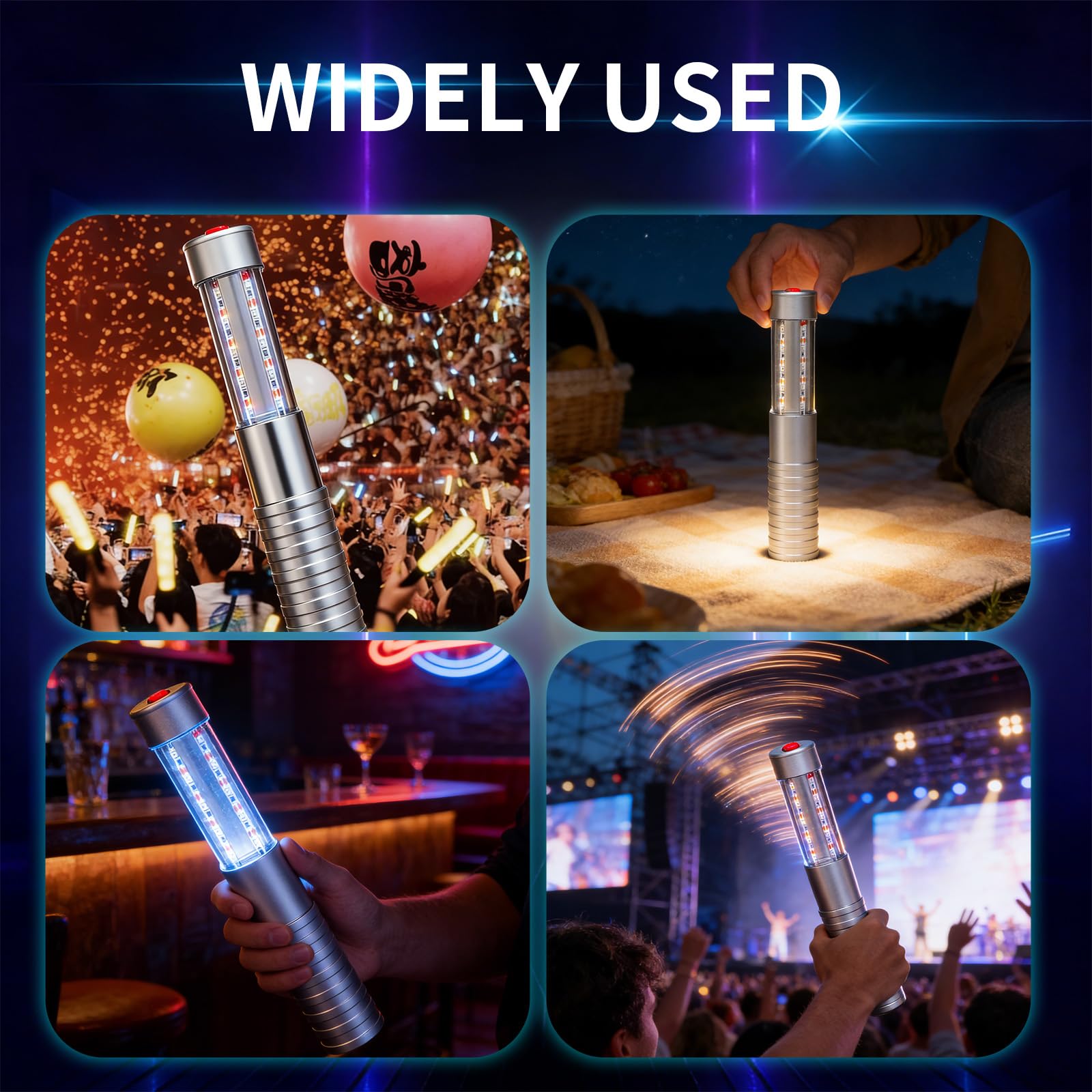 Strobe Bottle Girl Lights Baton Reusable Rechargeable LED Bottle Service Lights Service LED Champagne 2 Pcs for Bar Club Birthday Weddings Parties(Silver, White Light)