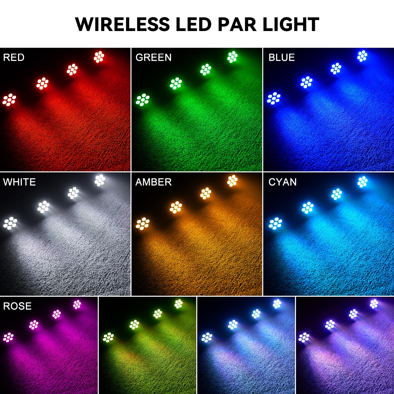 Battery Powered Uplights Mini RGB LED Stage Lights, Remote Rechargeable Par Can Lights with Halo, Sound-Activated Auto Wireless Uplights for Events Indoor Party Church Wedding Stage Lighting
