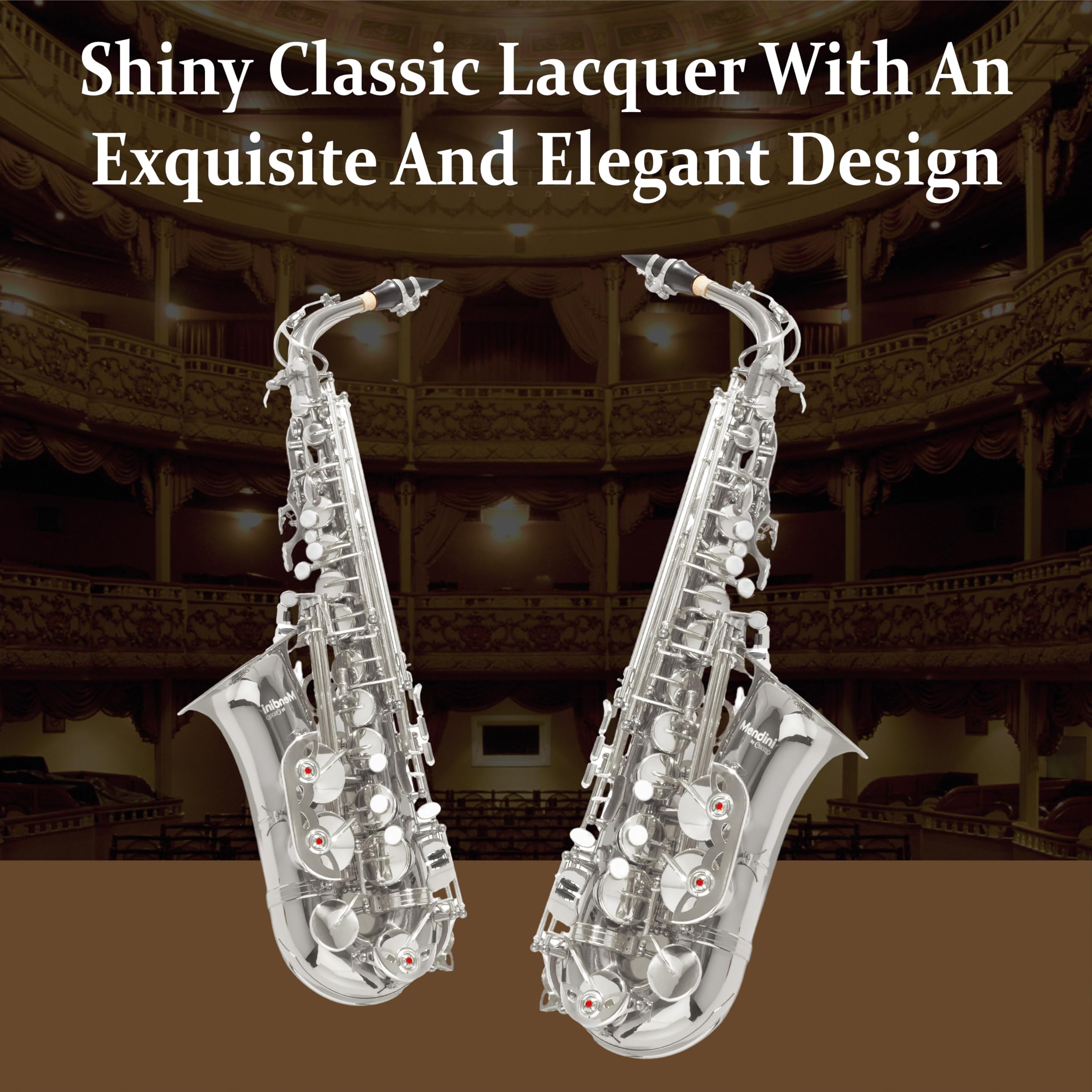 Mendini By Cecilio Eb Alto Saxophone Kit for Beginner – Silver