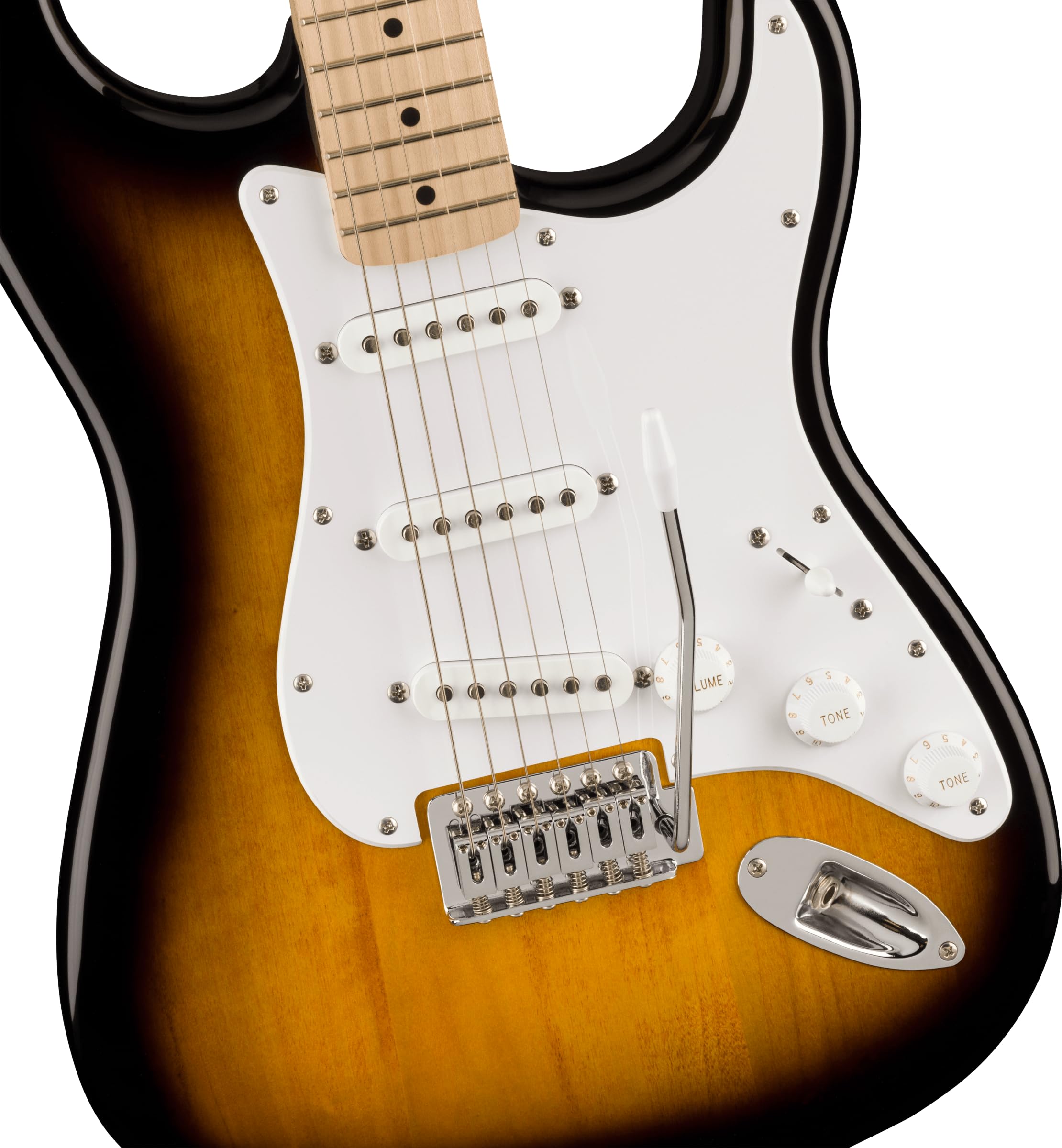 Squire Sonic Stratocaster Electric Guitar, 2-Color Sunburst, Maple Fingerboard, White Pickguard