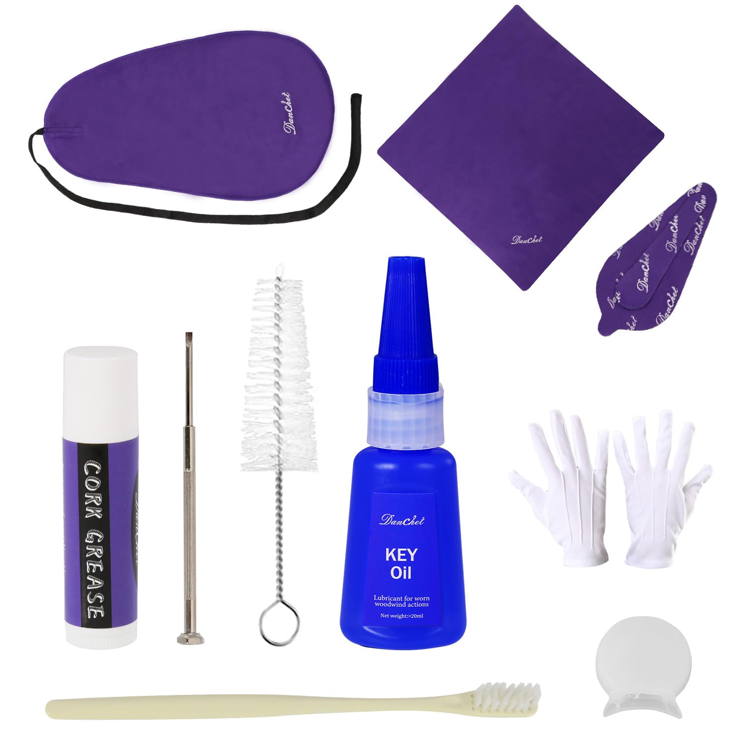 Clarinet Cleaning Kit, Clarinet and Saxophone Care Kit, Key Oil, Cork Grease, Cotton Swabs, Cleaning Cloth, Thumb Rest, Mouthpiece Brush, Screwdriver…