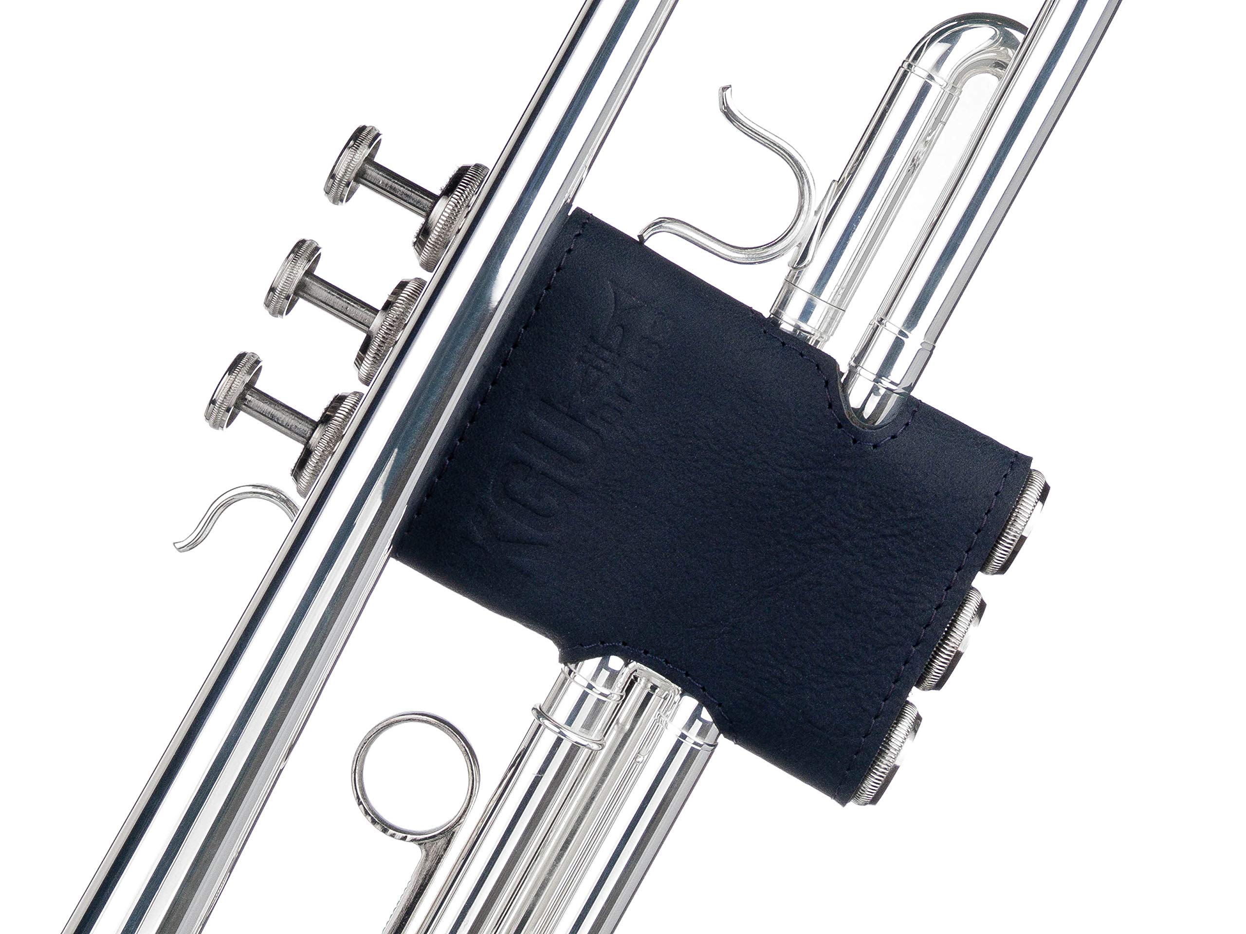 Trumpet valve guard by KGUBrass is the leather trumpet valve protector made of luxurious mild and thick material; use as protection from corrosion, scratches and stains (Blue)