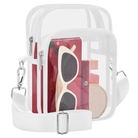 Bagenius Clear Bag for Stadium Events, Stadium Approved Clear Purse, White