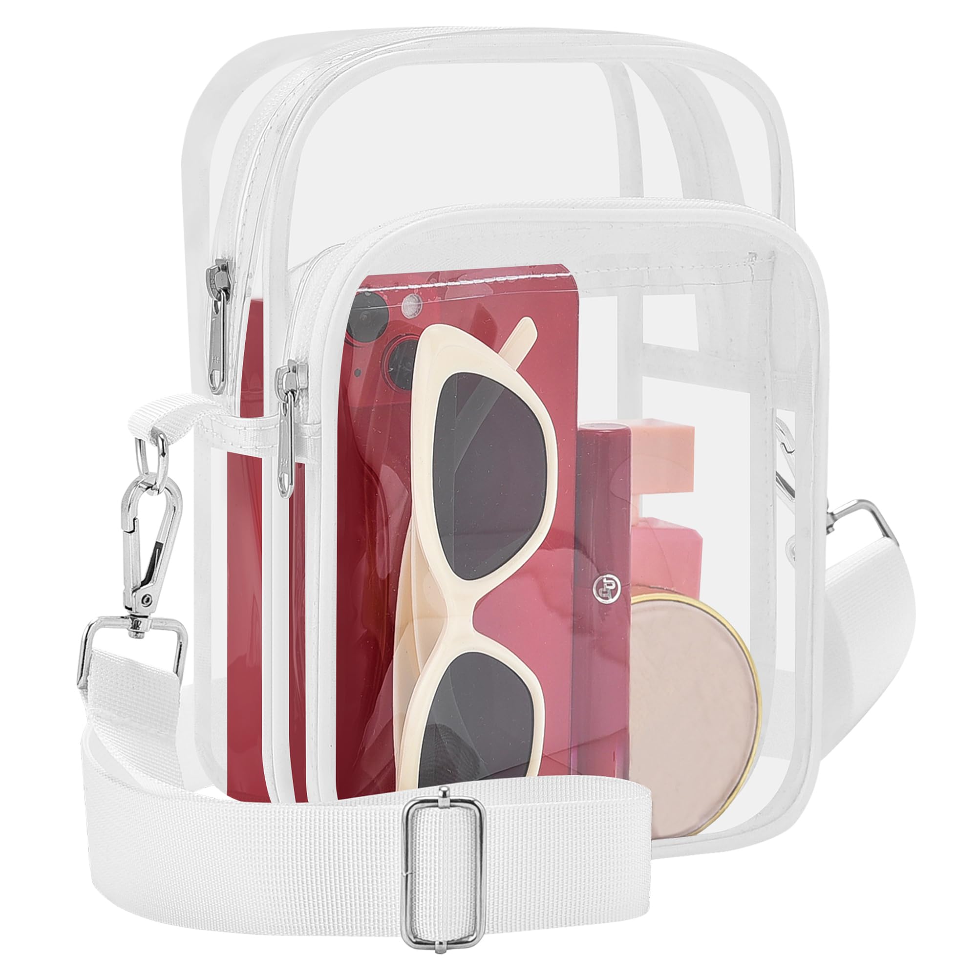 Bagenius Clear Bag for Stadium Events, Stadium Approved Clear Purse, White
