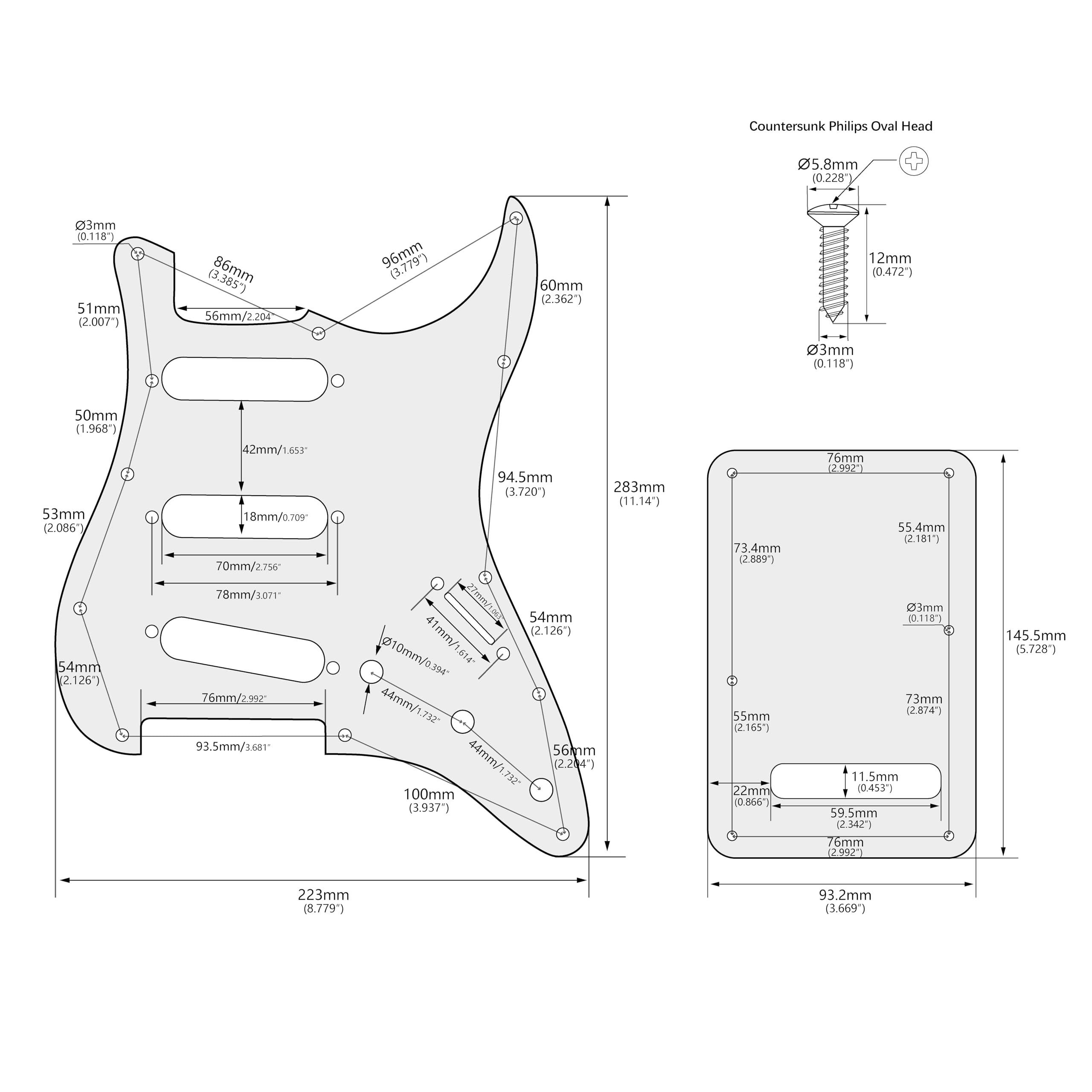 Banworks CNC Processed Aluminum 1-Ply SSS Guitar Pickguard with Backplate