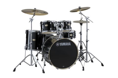 Yamaha Stage Custom Birch 5pc Drum Shell Pack With a 20″ Kick Drum and 14” Snare Drum in Raven Black For Students and Working Drummers (SBP0F50RB)