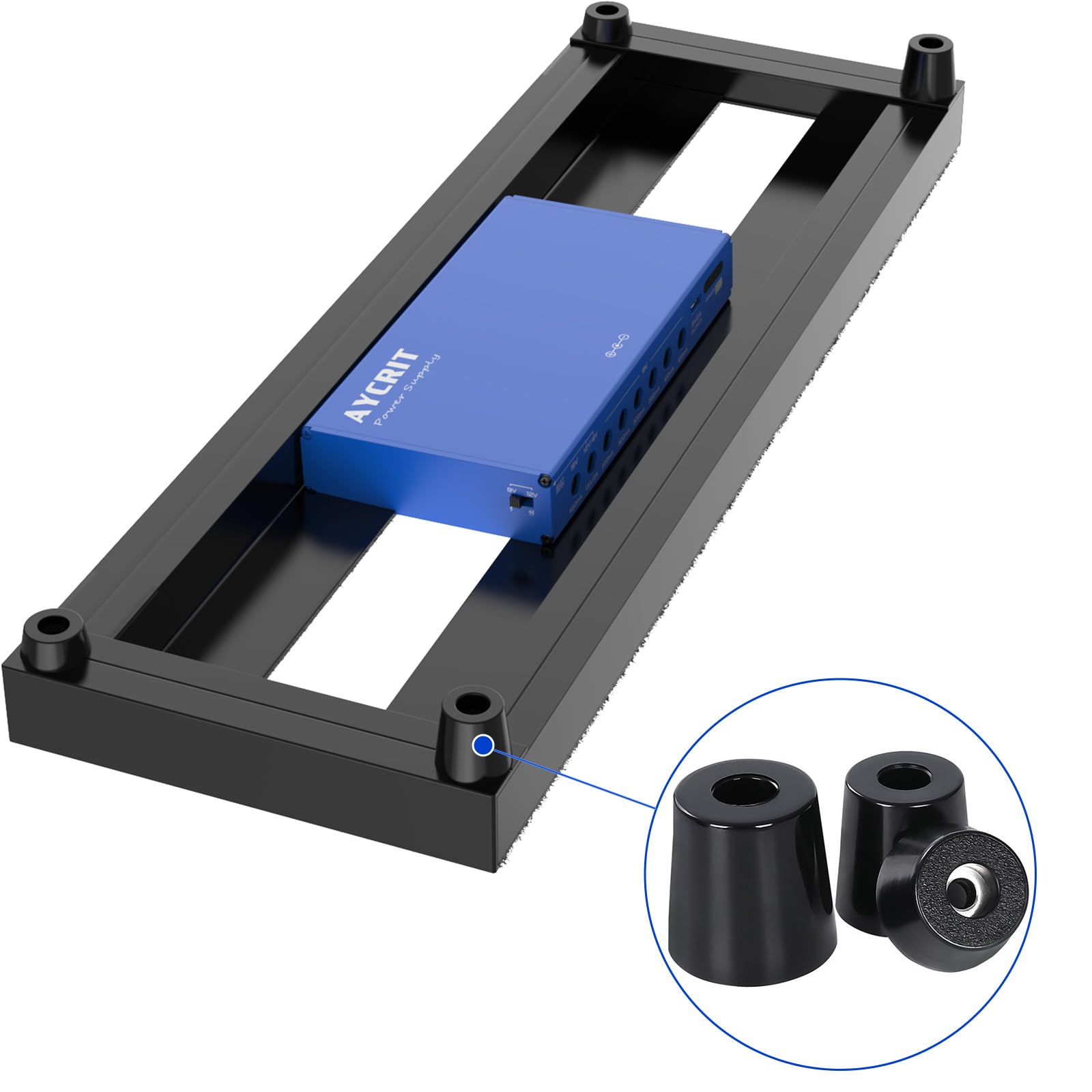 AYCRIT Mini Guitar Pedal Board, Aluminum Alloy 1.2lb Small Effect Bass Pedalboard, 16 * 7.9in, With Pedals Mountain Tape, Power DC Cable, Cable Tie, Black