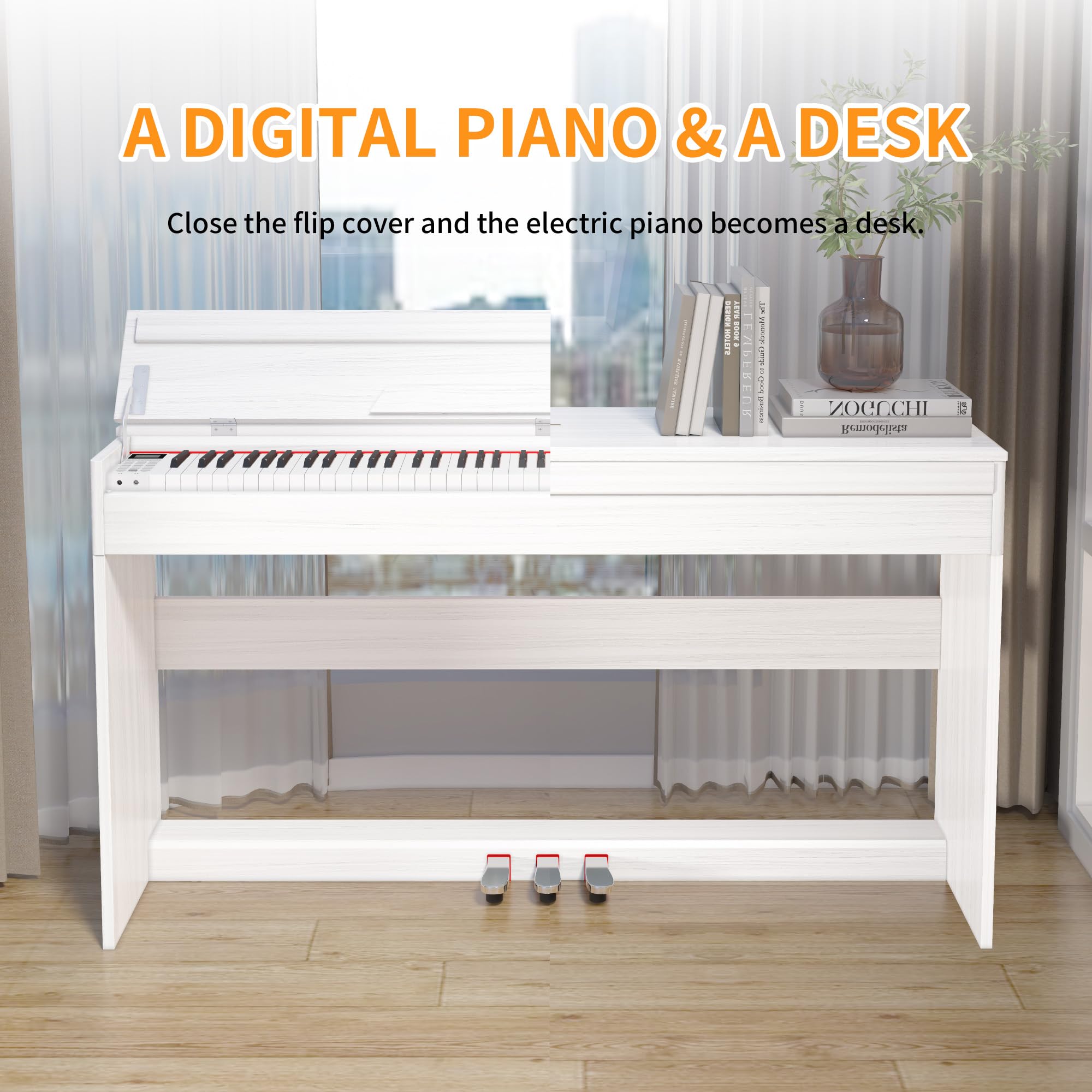 WENCAI Digital Piano 88 Key Full Size Keyboard for Beginners, White