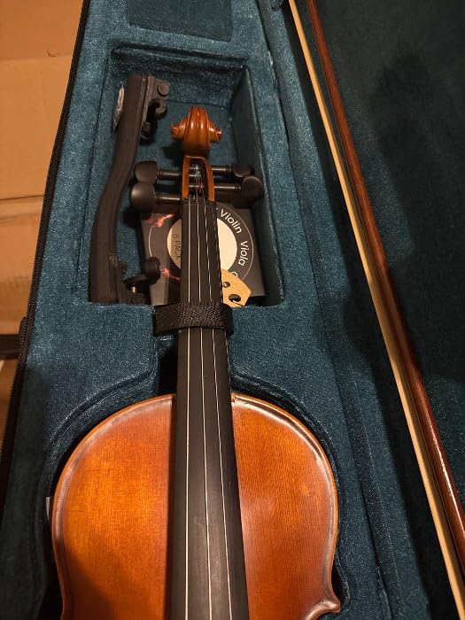Vetimobato Handmade 4/4 Full Size Violin Set – Solid Flame Maple Back & Sides Spruce Top Ebony Fittings Complete Kit with Case Bow Shoulder Rest Strings for Beginners (Matte Open Box, 4/4)