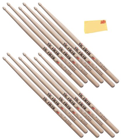 Vic Firth SPE3 Signature Series Peter Erskine Big Band Drumsticks – 6-Pack Bundle with Austin Bazaar Polishing Cloth
