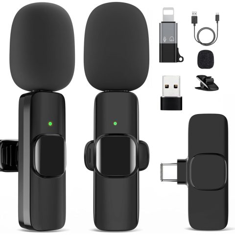 GOGARA Wireless Microphone for iPhone 15 16，iPad, Android, Lavalier Microphone for Video Recording, Noise Reduction, Clip on Mini Mic for Tiktok, YouTube, Vlog, Podcast, ASMR