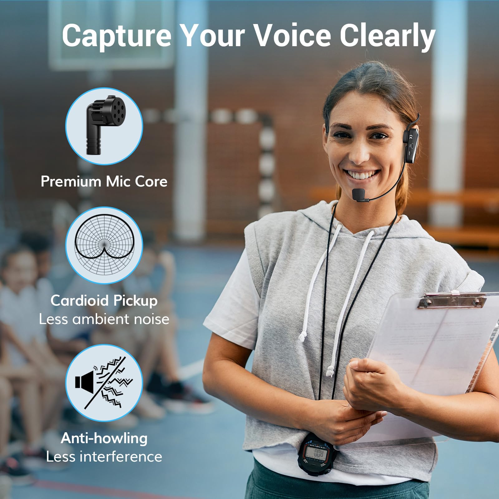 TONOR Wireless Headset Microphone, 2 in 1 UHF Over-Ear Microfono System