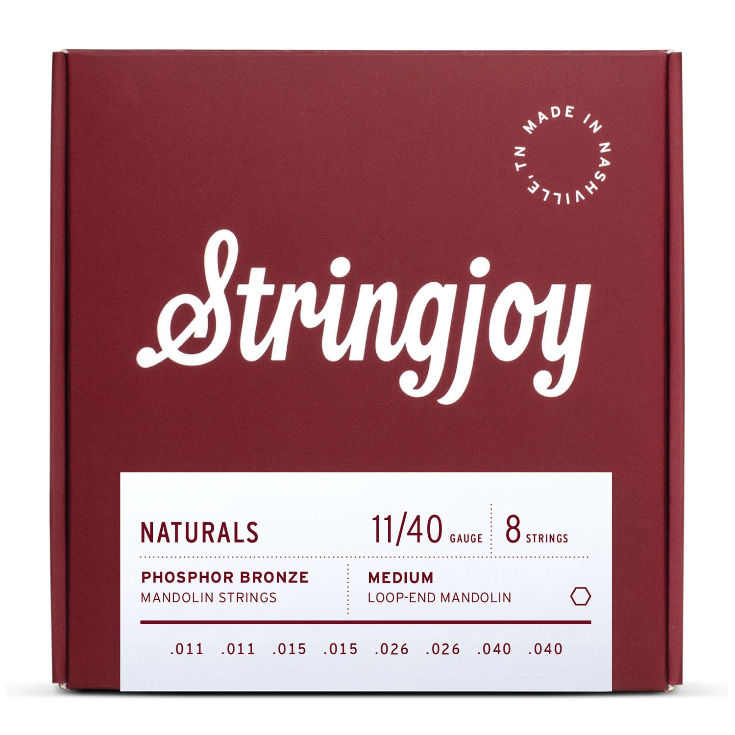 Stringjoy NB1140 Naturals Phosphor Bronze Mandolin Strings, (Medium Gauge – 11-40)