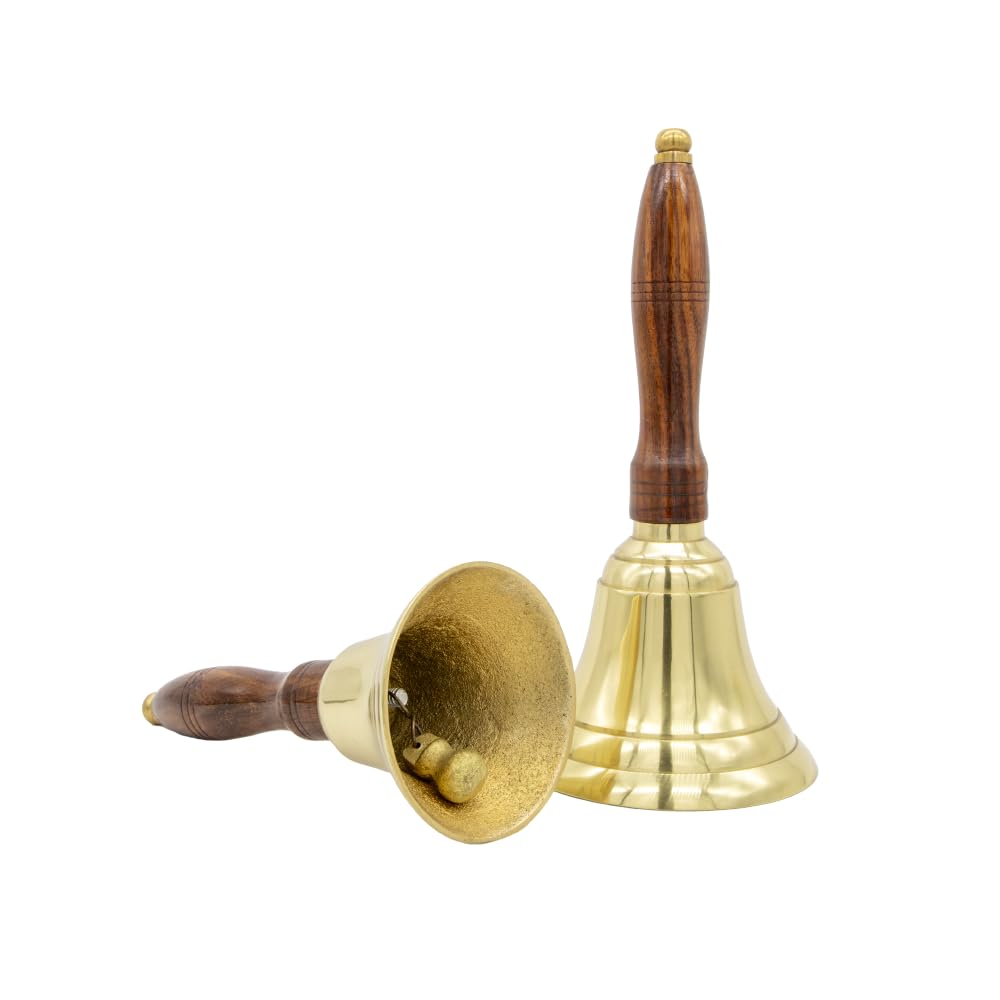 Engravable Solid Brass School Bell and Teacher Handbell (Medium, Engraved)