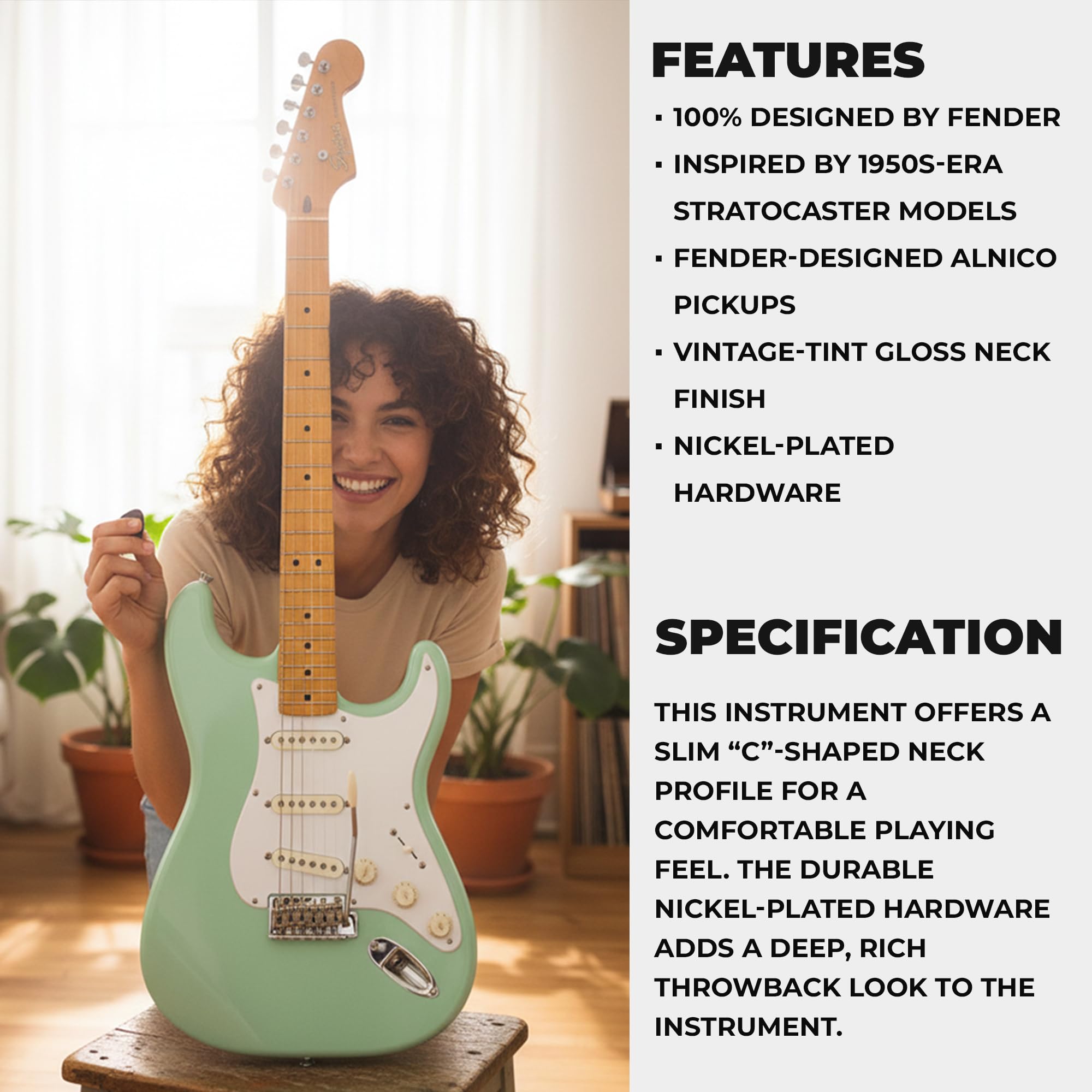 Fender Squier Classic Vibe ’50s Stratocaster Electric Guitar – Surf Green