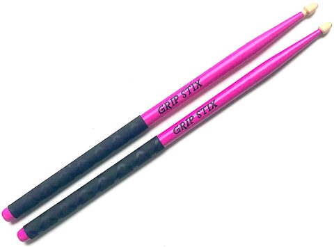 GRIP STIX 15″ Long PINK with Black NON-SLIP Grip Drumsticks -Ideal for All Drumming; Cardio, Fitness, Aerobic & Workout Exercises