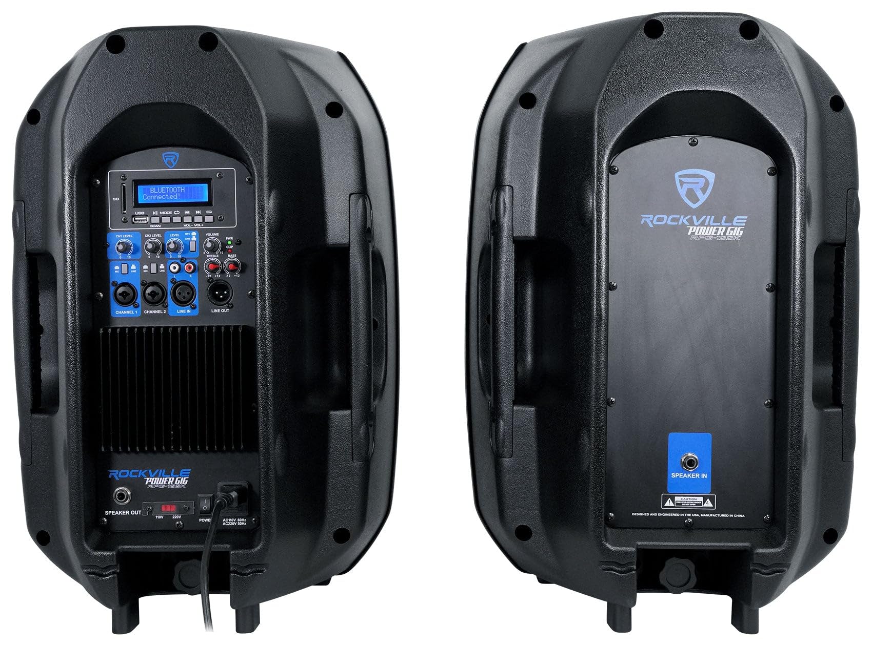 RockvilIe RPG122K 12″ Portable PA System 2 Powered Speakers Bluetooth+Mic+Stands