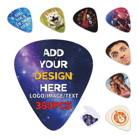 YZPPDHFC 360PCS Custom Guitar Picks Bulk Single-Sided, Personalized Logo Picks for Music Teachers Band Directors, 0.46-0.71-0.96mm Mixed Guitar Stores Music Accessories