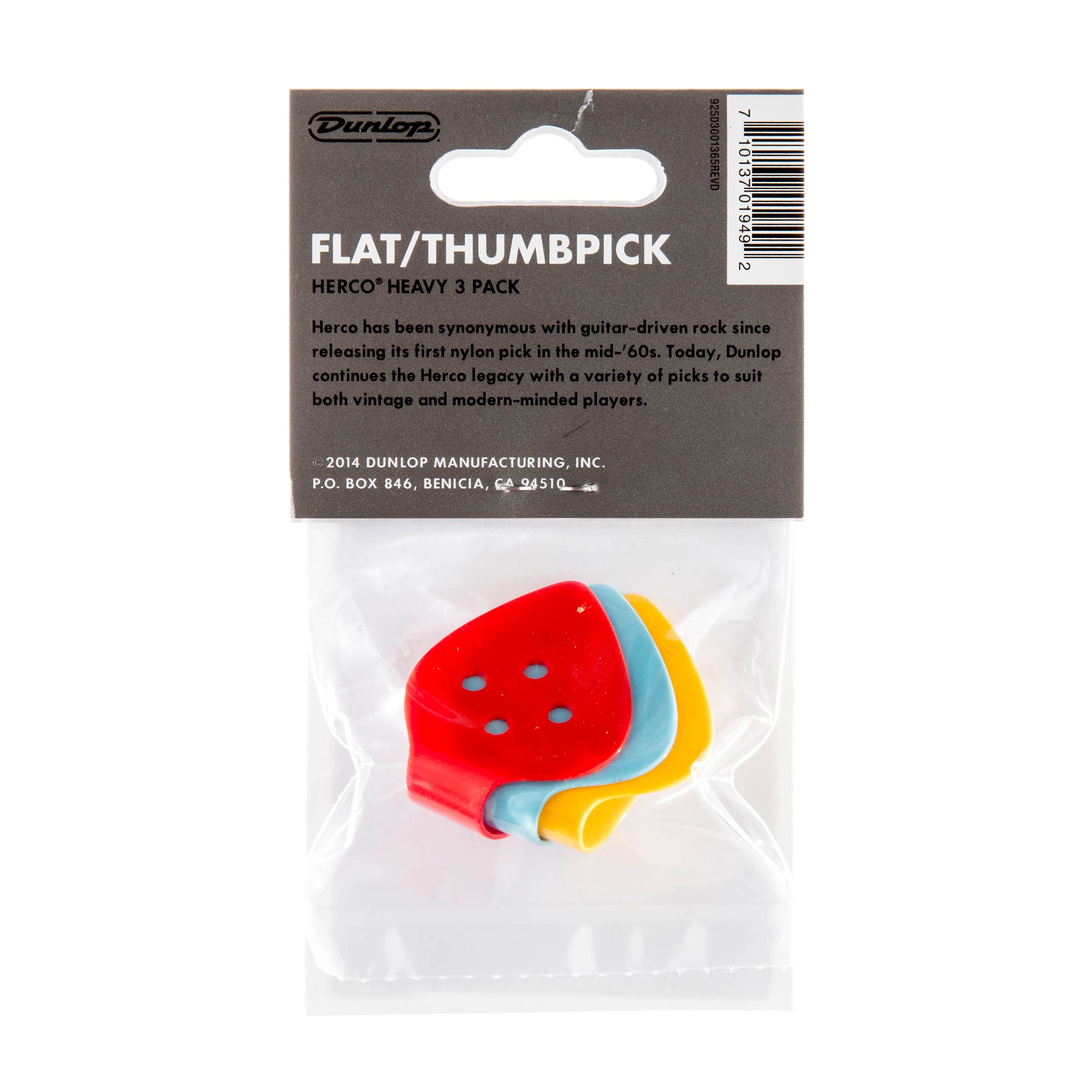JIM DUNLOP HE113P Flat Thumbpicks, Heavy, 3/Player’s Pack