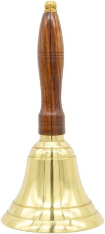 Engravable Solid Brass School Bell and Teacher Handbell (Large, Engraved)