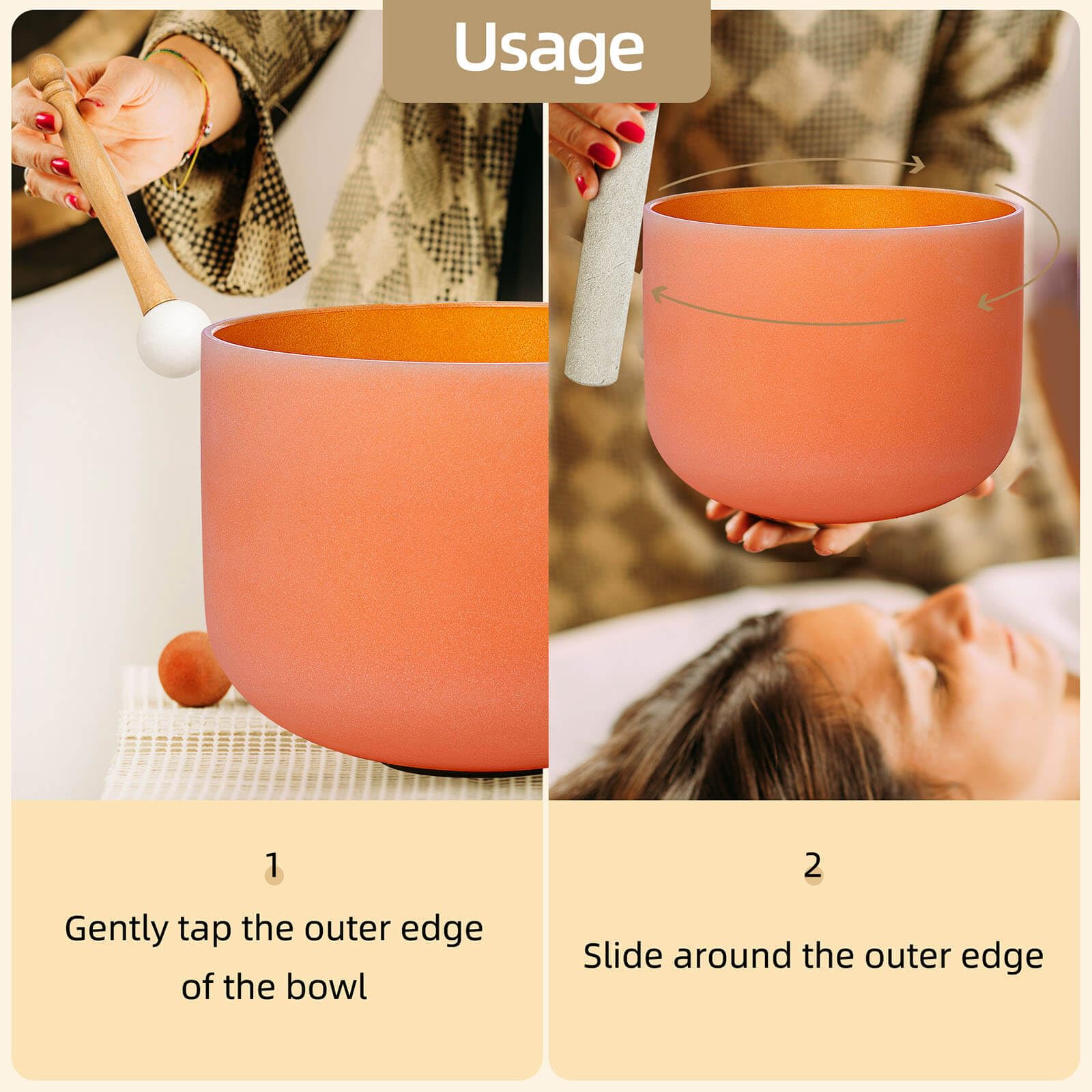 SOUNDELLO Crystal Singing Bowl 11 Inch Orange D Note 432Hz