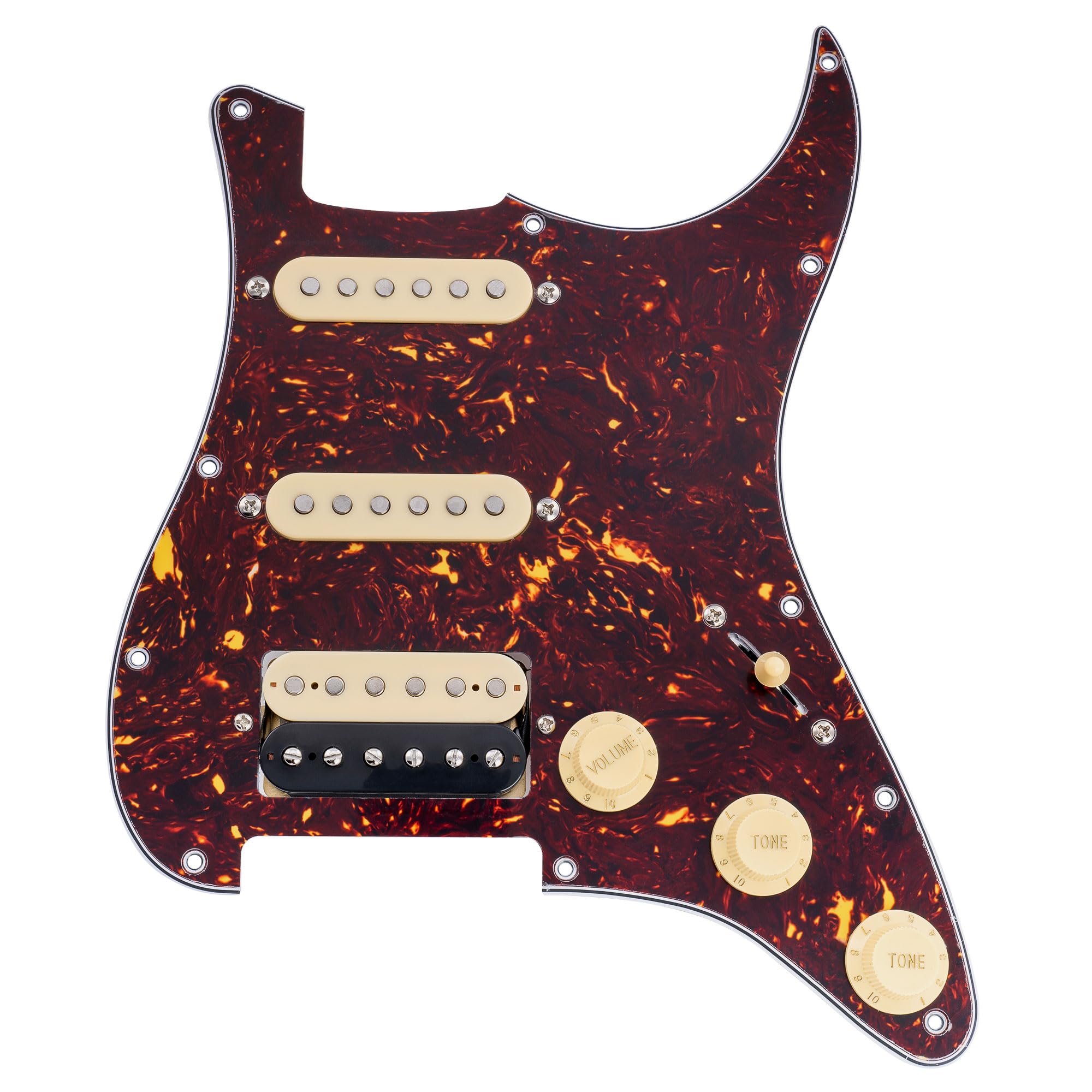Musiclily Basic Pre-wired Loaded Standard ST HSS Pickguard, Tortoise Shell