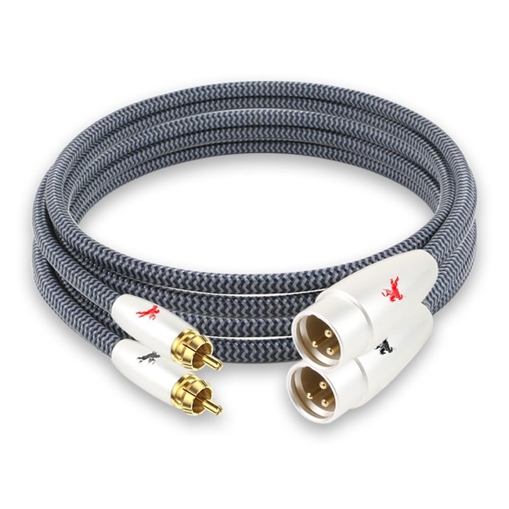 Impeto XLR Male to RCA Cable, 3-Pin Male XLR to Dual RCA Adapter for Mixer, Amplifier, Subwoofer (3M/9.8ft) 2-Pack