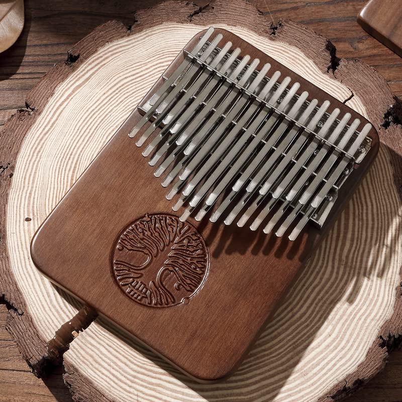HLURU 34-Key Chromatic Kalimba Thumb Piano with Pickup, Walnut, Life Tree