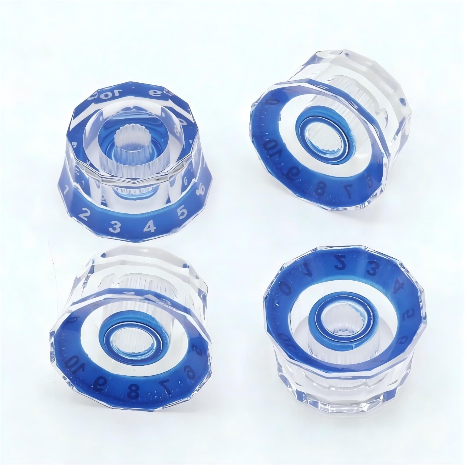 CashBeat 4 Pack Lampshade Guitar Speed Knobs, Clear Blue 18 Spline LP SG