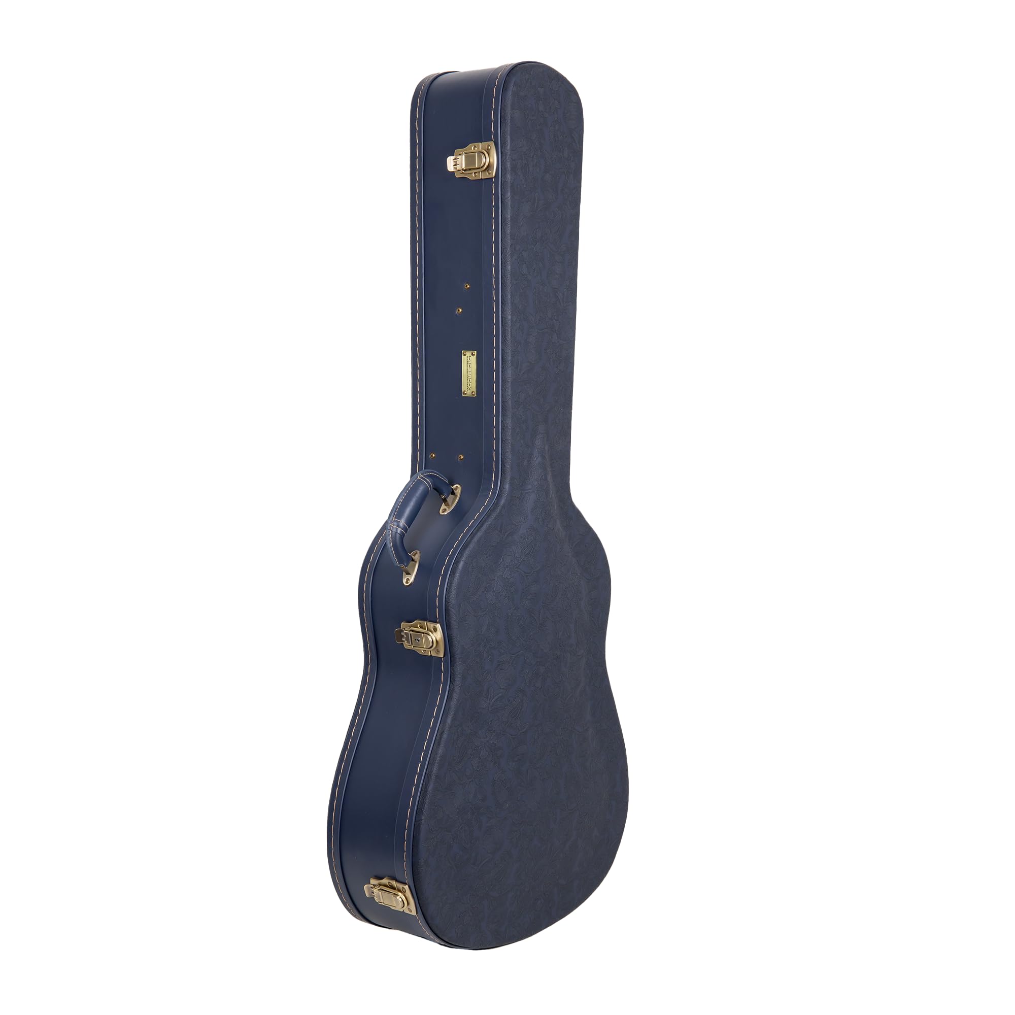 Crossrock Relief Series Dreadnought Guitar Case for Gibson J-45 / Martin D-Style | Carved Ocean Blue Finish, Deep Scarlett Velvet Interior, Lock – Premium Wooden Hardshell