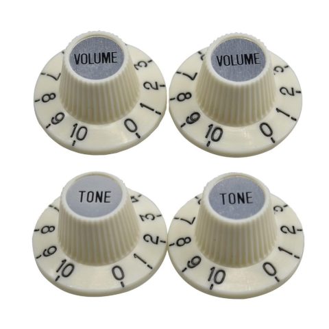KAISH 4X Aged White with Silver Cap LP Guitar Witch Hat Knobs Top Hat Knob for Epi Les Paul SG