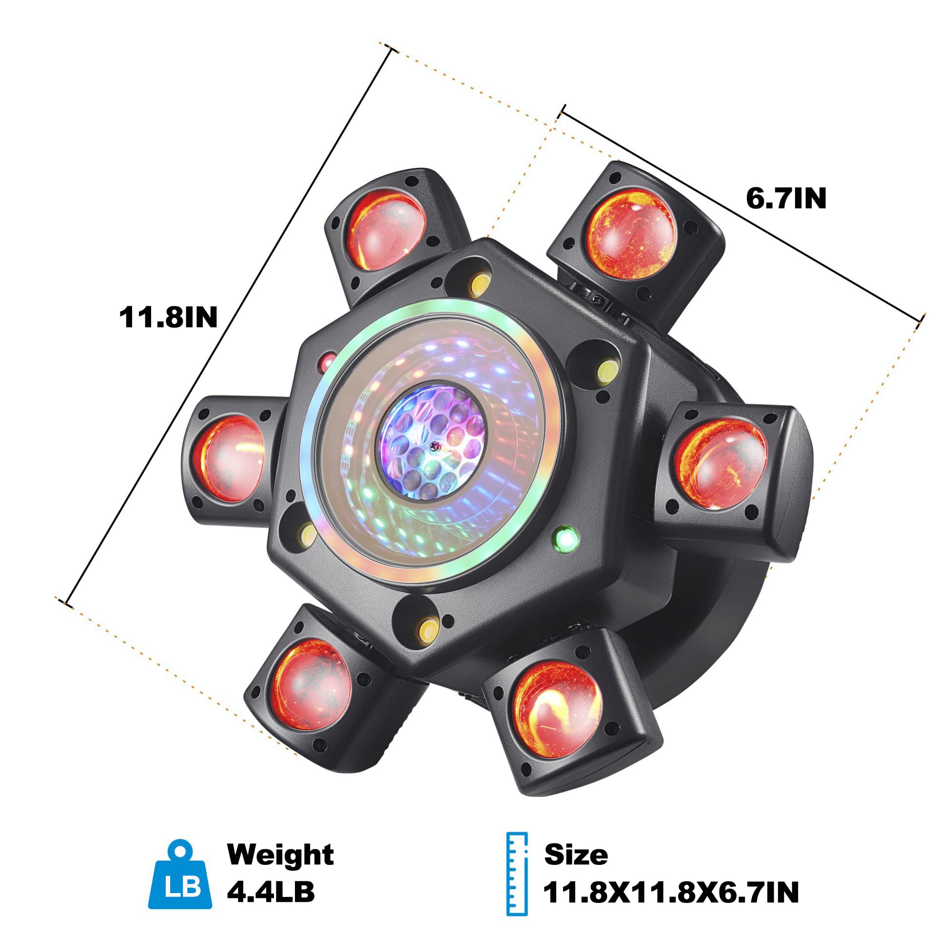 Moving Head DJ Lights for Parties, Disco Lights with Remote Control, RGBW LED DJ Stage Lighting Sound Activated DMX 512 Control for Disco Club Wedding Party, Bar, Graduation Party